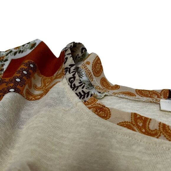 Umgee cream boho top with mixed print bishop sleeves size M - Picture 11 of 15
